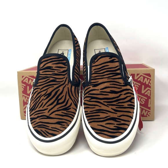 Vans Slip On Sf Shoes Womens Size Stripes Low Top Skate Canvas Brown VN0A5HYQ9ZY - Picture 2 of 11